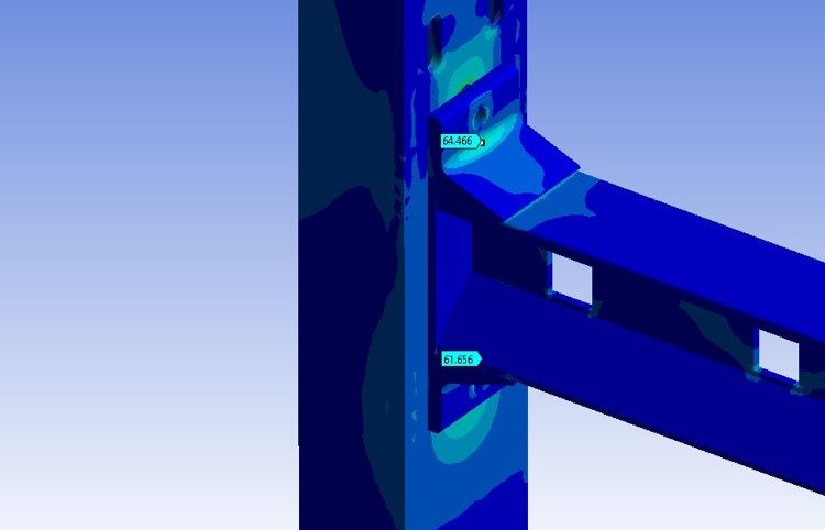 Stress analysis in a load bearing structure.