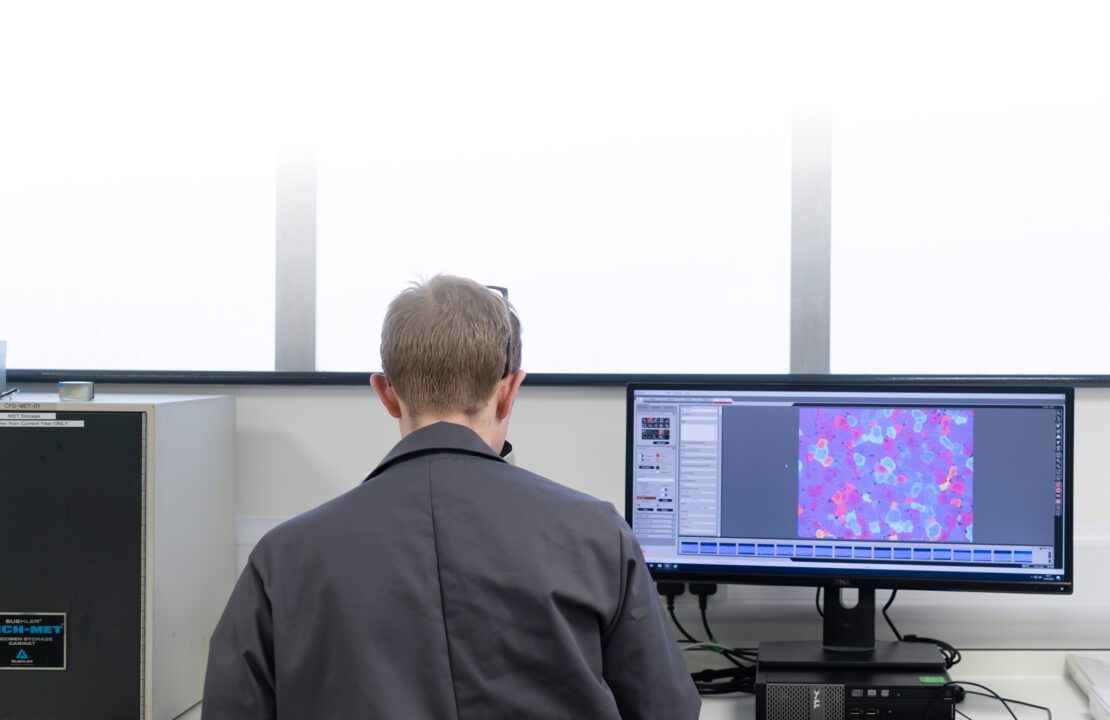 In the Innoval lab looking at Materials characterisation & testing.