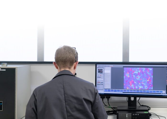 In the Innoval lab looking at Materials characterisation & testing.